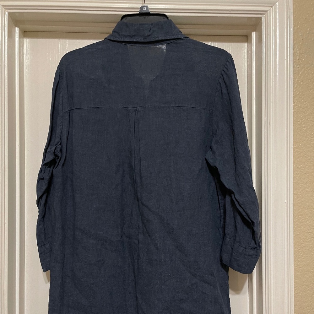 Lungo L'arno 100% Linen Dress Shift Navy - Picture 7 of 9